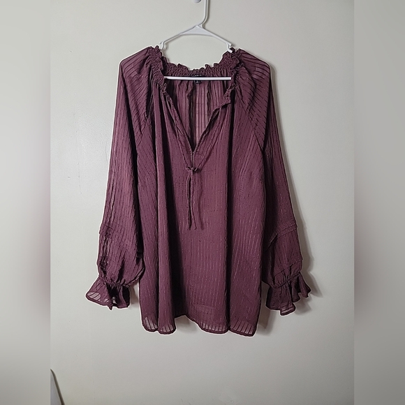 torrid Tops - Torrid Women's Purple V-Neck W/ Tie Accent Long Sleeve Top, 3